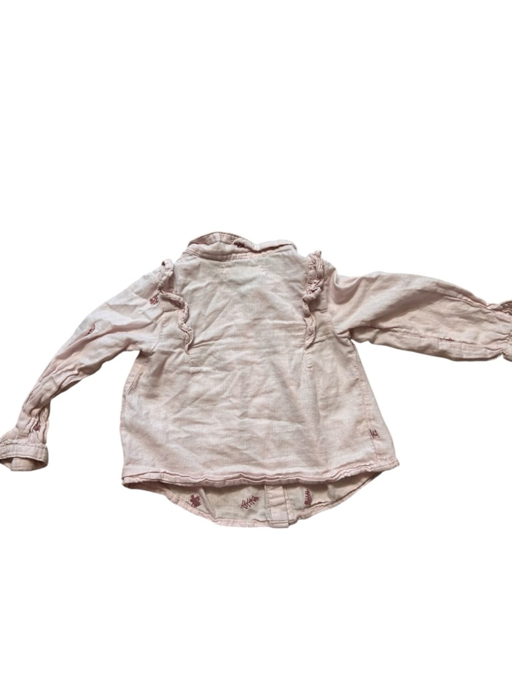 Zara Pale Pink Ruffle Shoulder Blouse